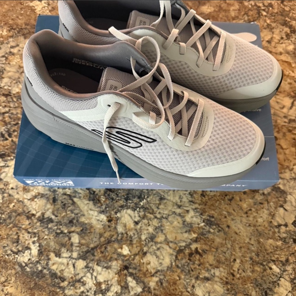 Skechers Light Gray Mesh Platform Slip-On Shoes - Picture 2 of 6